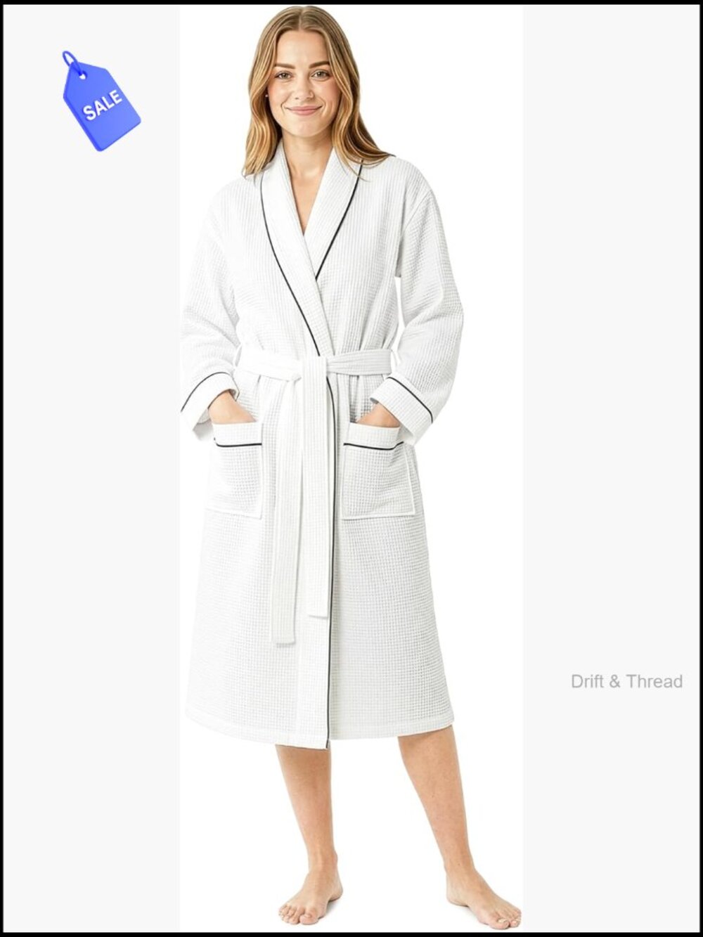 Waffle Robe for Women Shawl Collar Lightweight Soft Bathrobe with Pockets S-2XL